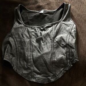 Black Leather Women's Top